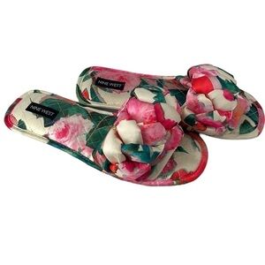 NINE West slippers slide on floral bougie luxury Barbie girlie sz 10 Lg